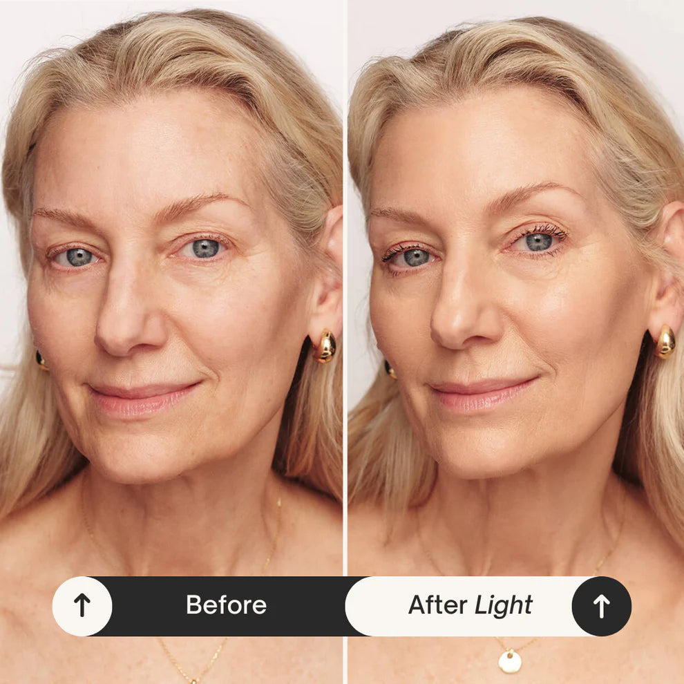 Before and after using SkinMatch™ Foundation Stick for a flawless complexion.
