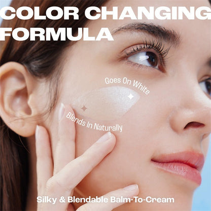 SkinMatch foundation stick color changing formula goes on white blends in naturally silky balm-to-cream